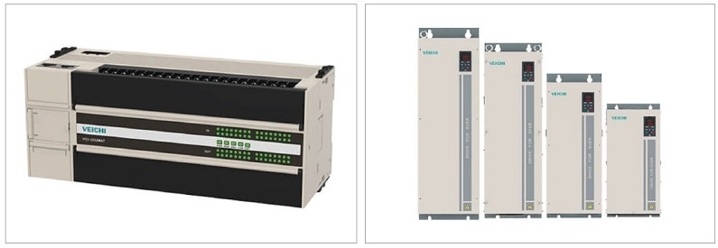 EtherCAT 기반 모션 제어 VC5(왼쪽)와 동기 릴럭턴스 모터 전용 인버터 AC330