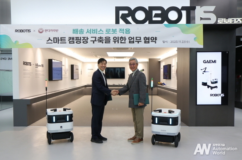 김병수 로보티즈 대표(왼쪽), 남지훈 판다카라반 대표 (출처 : 로보티즈)