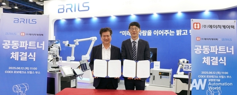 이해준 에이치케이텍 대표이사(좌)와 전진 브릴스 대표이사(우)가 국내 자동차 부품 조립 자동화 혁신에 뜻을 함께했다. (출처 : 브릴스)