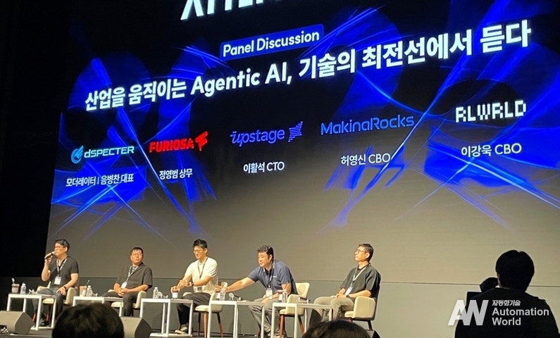(왼쪽부터) 디스펙터 음병찬 대표, 퓨리오사AI 정영범 상무, 업스테이지 이활석 CTO, 마키나락스 허영신 CBO, 리얼월드 이강욱 CBO